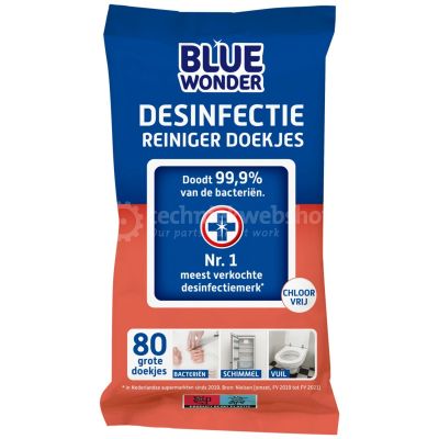 Blue Wonder desinfectie reinigingsdoekjes, pak 72 stuks