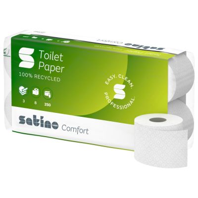Satino Comfort toiletpapier 3-laags wit, 250 vel, baal 72 rollen (037060)